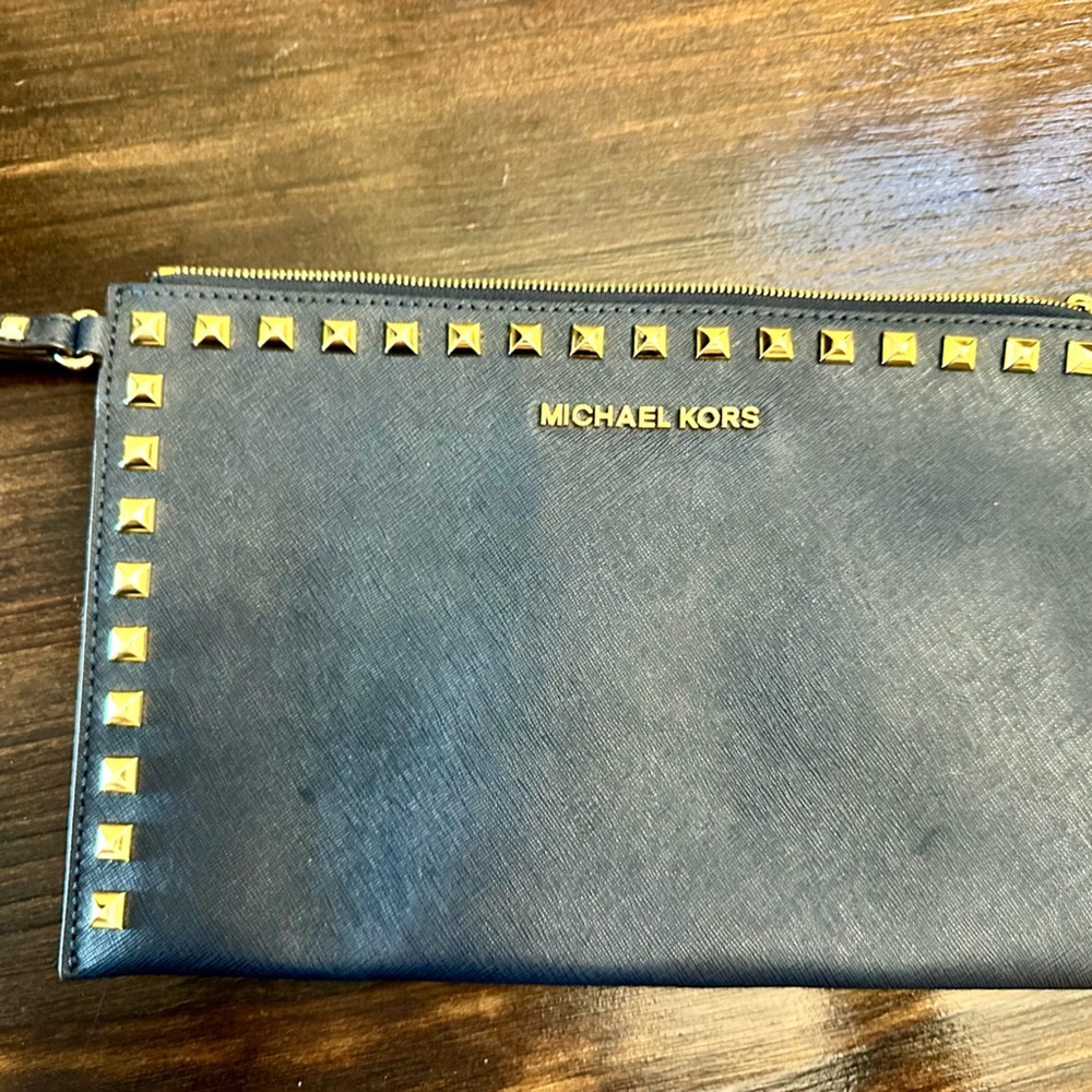 Michael Kors Studded Clutch - navy